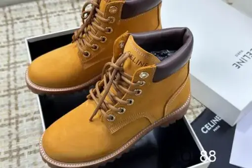 Celine Lace-Up Ankle Boot Tan