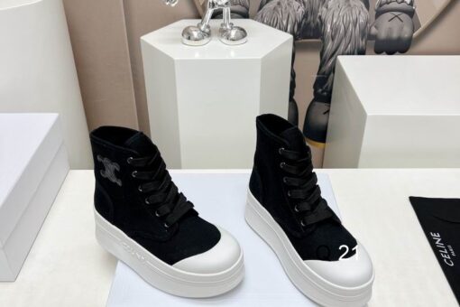 Celine Deck Lace-Up Sneakers Black