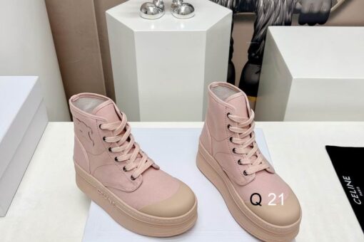 Celine Deck Lace-Up Sneakers Pink