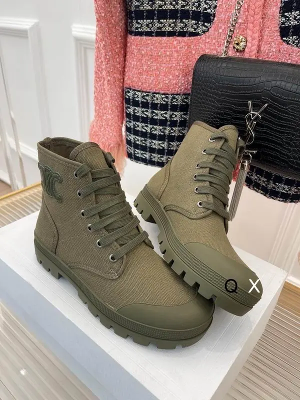 Celine Patapans Canvas Lace-Up Boots Moss Green 2026 | Drip Kickz Celine Patapans Canvas Lace-Up Boots Moss Green - Image 2