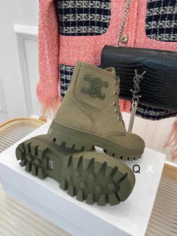 Celine Patapans Canvas Lace-Up Boots Moss Green 2026 | Drip Kickz Celine Patapans Canvas Lace-Up Boots Moss Green - Image 3