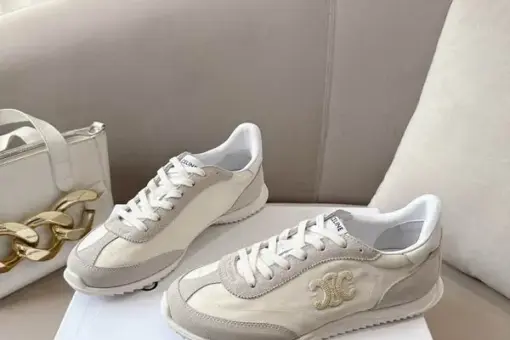 Celine Racer Low Lace-Up Sneakers White/Grey