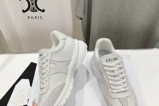 Celine Runner CR-02 Low Lace-Up Sneakers in Calfskin White