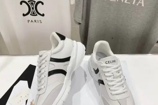 Celine Runner CR-02 Low Lace-Up Sneakers Calfskin White/Black