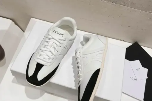 Celine Trainer Low Lace-Up Sneakers Calfskin White/Black