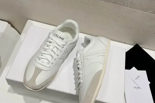 Celine Trainer Low Lace-Up Sneakers Calfskin Grey/White