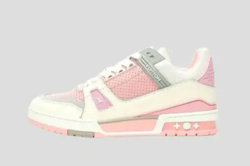 LV Trainer Sneaker Smooth Leather Trim Pink