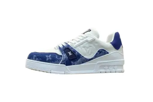 LV Trainer White And Blue Denim Monogram Vintage Basketball Sneaker - 36