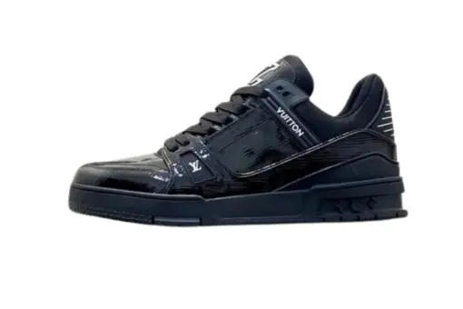 LV Trainer Sneaker Triple Black Patent Leather - 43