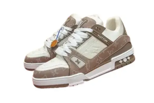 LV Trainer Brown White Monogram Denim - 38