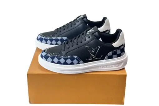 LV Sneaker Navy Blue & Black Canvas Monogram Design - 35