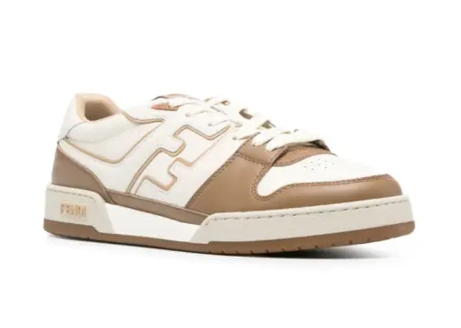 FENDI Match FF-Appliqué Leather Sneaker Light Beige/Brown 2026 | Drip Kickz FENDI Match FF-Appliqué Leather Sneaker Light Beige/Brown - Image 2
