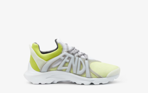 Fendi Tag Sneakers Yellow Technical Mesh