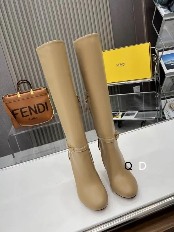 Fendi Roma Leather High-Heeled Boots Beige 2026 | Drip Kickz Fendi Roma Leather High-Heeled Boots Beige
