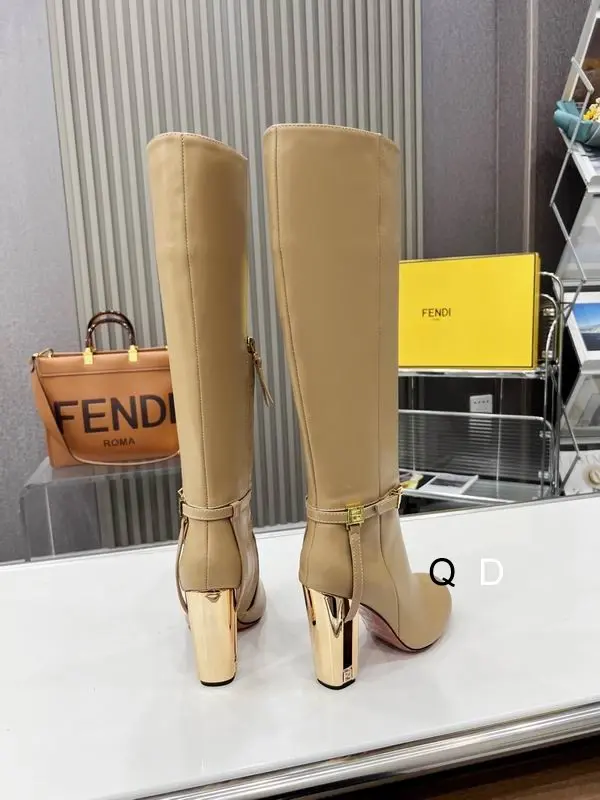 Fendi Roma Leather High-Heeled Boots Beige 2026 | Drip Kickz Fendi Roma Leather High-Heeled Boots Beige - Image 3