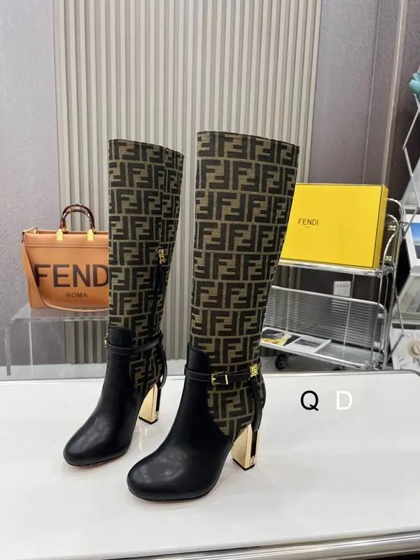 Fendi Delfina Monogram Knee-High Boots Black 2026 | Drip Kickz Fendi Delfina Monogram Knee-High Boots Black