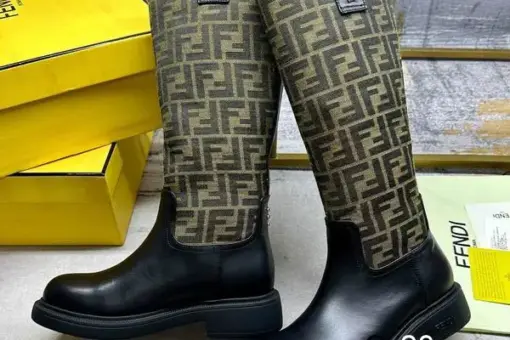 Fendi Filo Logo Long Boots Black/Golden