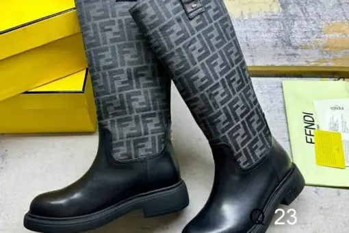 Fendi Filo Logo Long Boots Black
