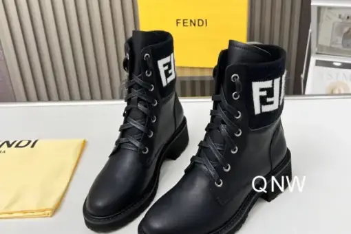 Fendi Rockoko Leather Biker Boots Black