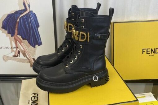Fendi F’graphy Leather Biker Boots Black