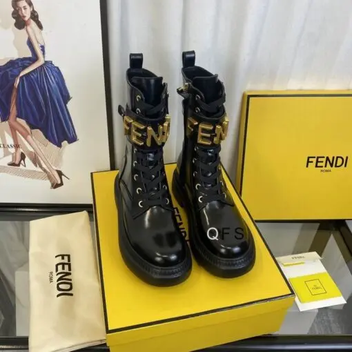 Fendi F’graphy Leather Biker Boots Glossy Black 2026 | Drip Kickz Fendi F’graphy Leather Biker Boots Glossy Black - Image 2