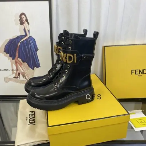 Fendi F’graphy Leather Biker Boots Glossy Black 2026 | Drip Kickz Fendi F’graphy Leather Biker Boots Glossy Black