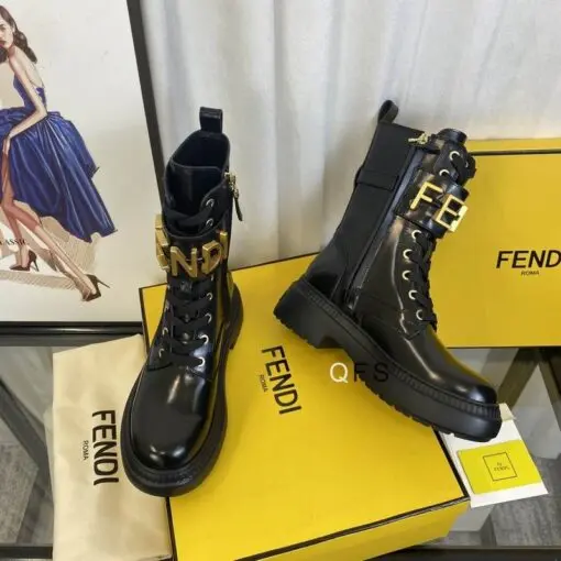 Fendi F’graphy Leather Biker Boots Glossy Black 2026 | Drip Kickz Fendi F’graphy Leather Biker Boots Glossy Black - Image 3