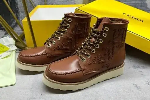 Fendi and Red Wing Leather Boots Brown