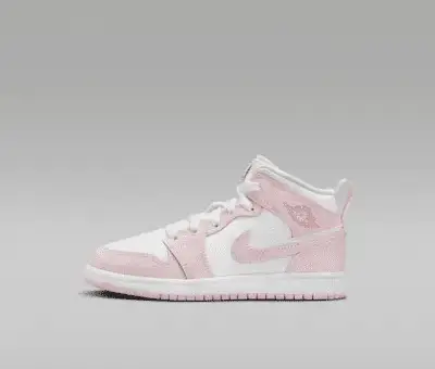 Jordan 1 Mid Younger Kids’ Shoes Pink Foam