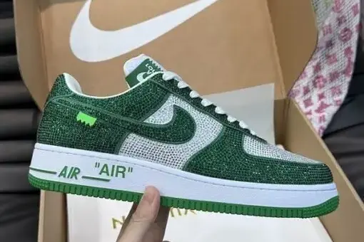 LV x Nike Air Force 1 Low Sneaker White Comet Green - 35