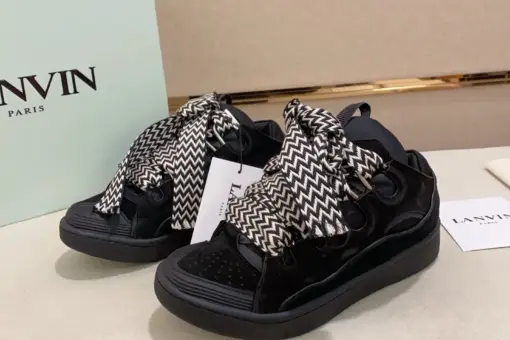Lanvin Curb Sneakers Suede Black M1