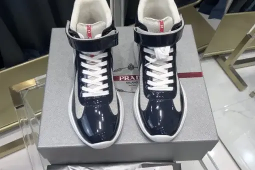 Prada America’s Cup High-Top Sneakers Navy & Gray