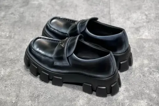 Prada Monolith Leather Loafers Black