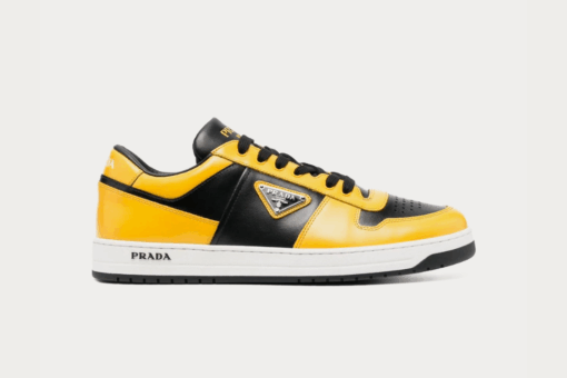 Prada – Downtown Leather Banana Yellow / Black Low Top Sneakers - 43