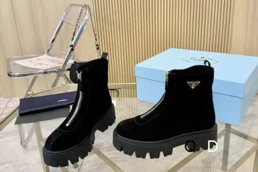 Prada Suede Boots Black - 38