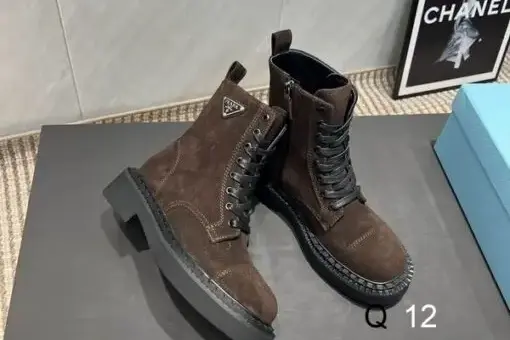 Prada Leather Ankle Boots Dark Brown - 41