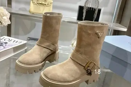 Prada Suede Boots All Beige