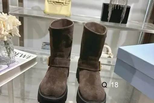 Prada Suede Boots Dark Brown