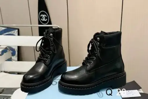 Prada Leather & Re-Nylon Work Boots Black - 36