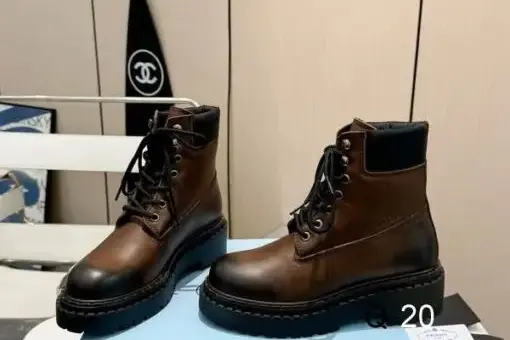 Prada Leather & Re-Nylon Work Boots Dark Brown - 36