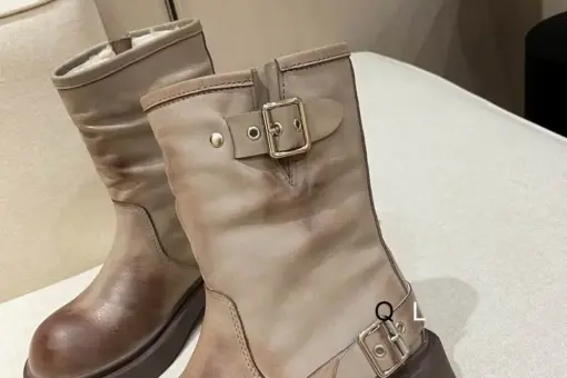 UGG Heeled Biker Boots Beige