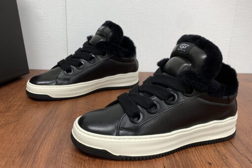 Ugg Genuine Leather Faux Fur Shoes Full Black