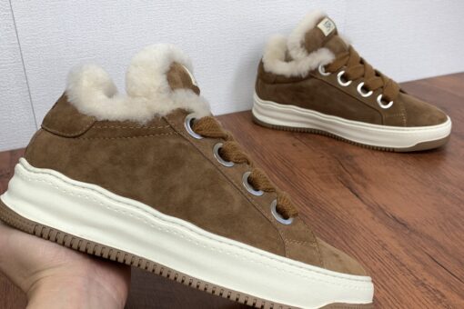 Ugg Genuine Leather Faux Fur Shoes Brown