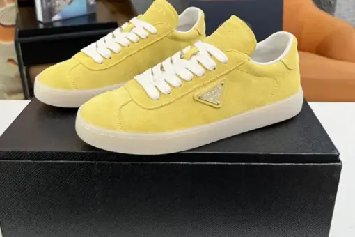 Prada Lane Deer Leather Sneakers Yellow - 39