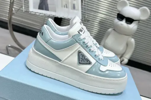 Prada 2024 New Downtown Bold Leather Sneaker White Blue - 41