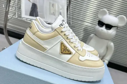 Prada 2024 New Downtown Bold Leather Sneaker White Beige
