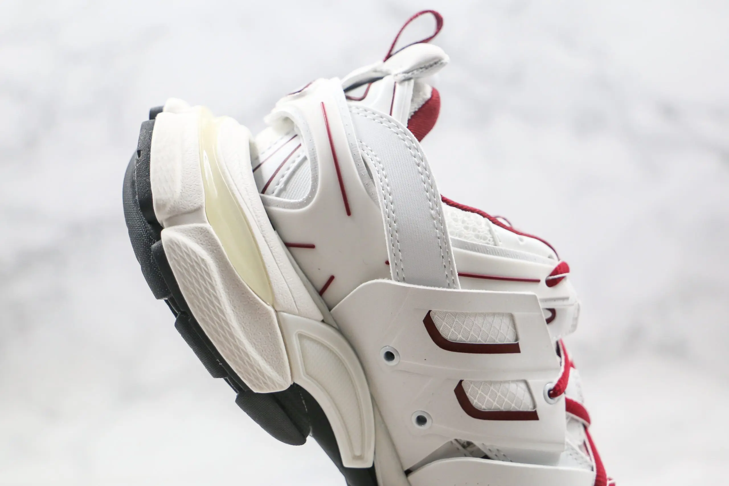 BALENCIAGA Track Mule Clear Sole Sneakers White Red 2026 | Drip Kickz BALENCIAGA Track Mule Clear Sole Sneakers White Red - Image 3
