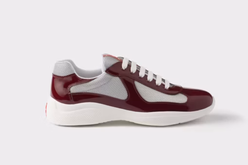 Prada American Cup Sneakers Burgundy & Silver - 36