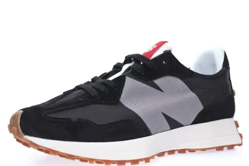 New Balance MS327 Black Grey Raw Rubber Sole