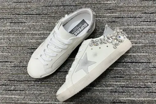 Golden Goose Super-Star Embellished Low-Top Sneakers White